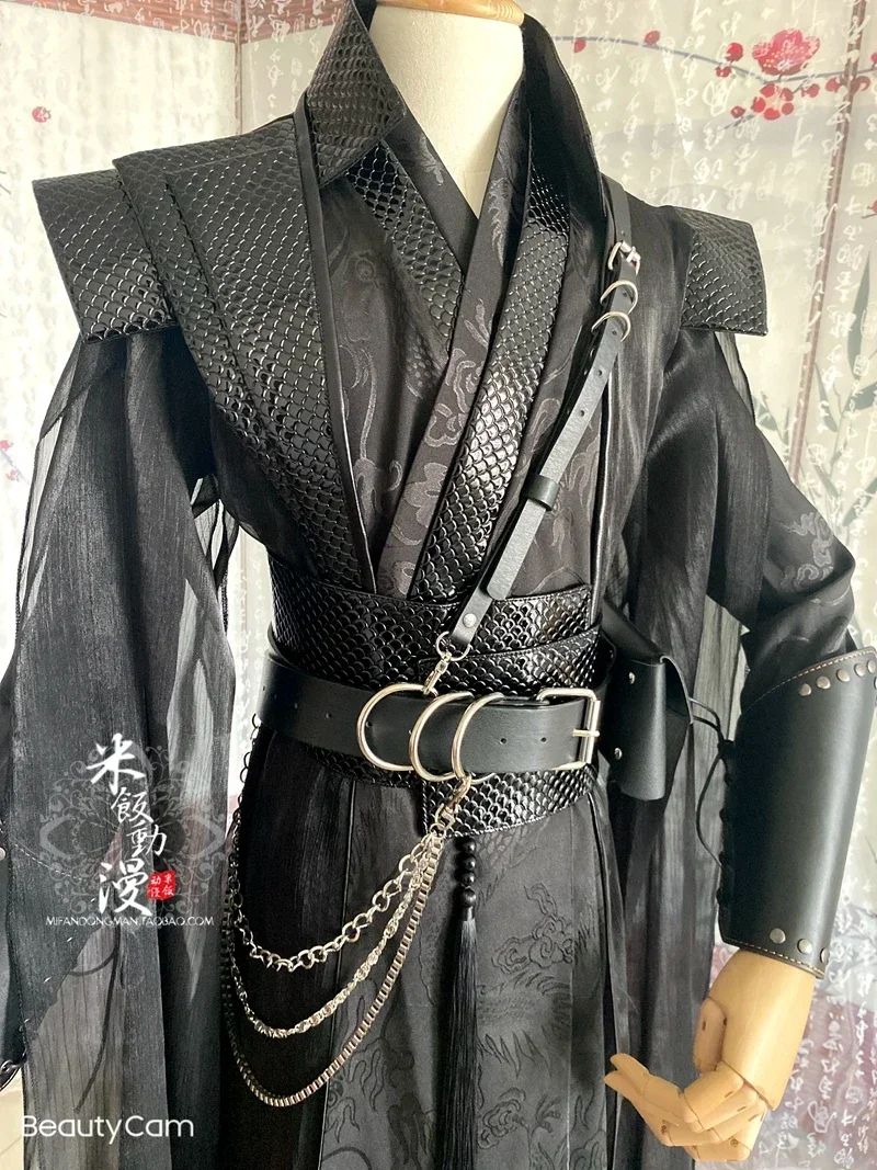 Chinese Black Luxurious Hanfu Anime Tian Guan Ci Fu He Xuan Cosplay Costume Sha Po Lang Gu Yun Outfits for Hallween Custom Made