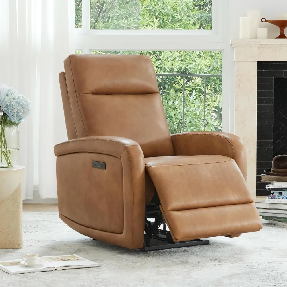 Whitely Power Recliner Chairs for Adults, Power Headrest Type-C Charger, Small Faux Leather RV Recliners Home Theater Seating