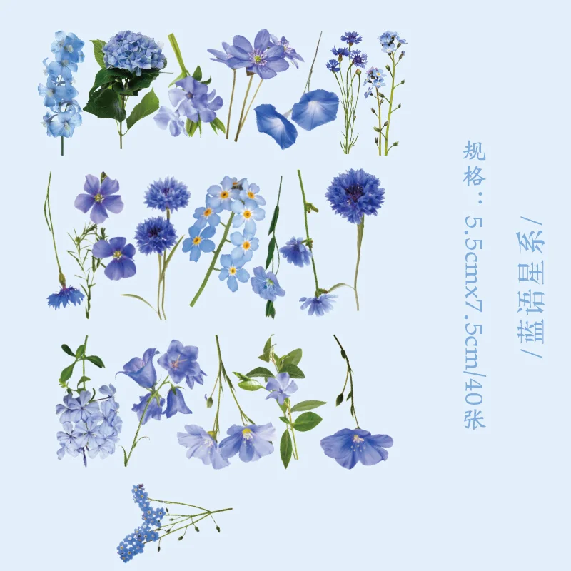 40 vellen per verpakking Retro Planten Bloemen PET-stickers Handboeken Clips Decoratieve albums DIY decoratieve stickers