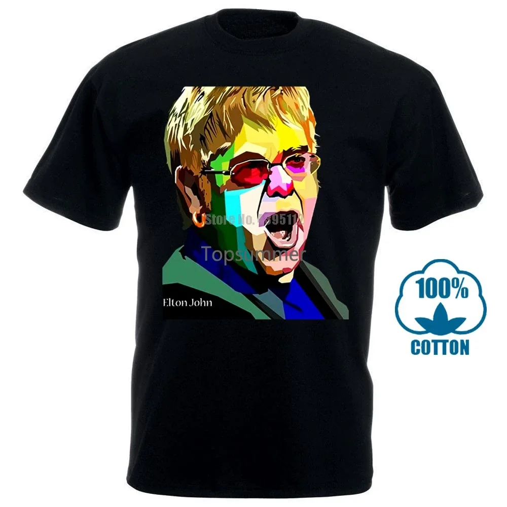 

Personalized T-Shirts Elton John Color Design Art Shirt For Men Summer Short Sleeve Cotton Tshirt Streetwear