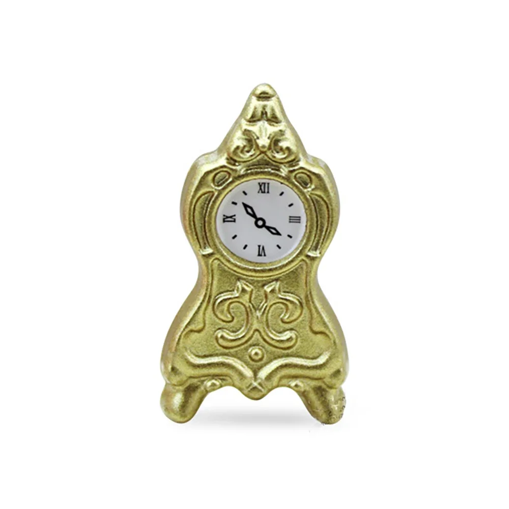 1/12 Doll House Miniature Vintage Alloy Pendulum Clock Simulation Furniture Model for Mini Decoration Dollhouse Accessories