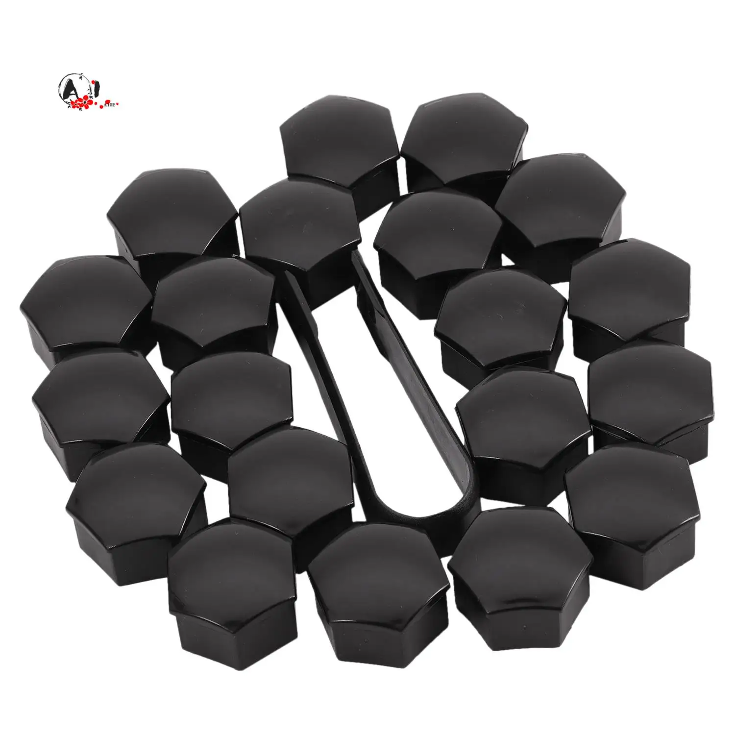 

A10E-20Pcs 21Mm Car Tire Wheel Bright Black Bolt Nut Covers W/Removal Key Fit For Tesla Model S 12-17