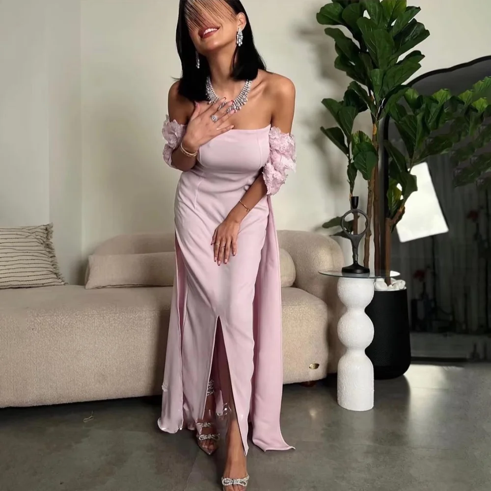 فستان سهرة مزين بالزهور ساحر مخصص رائع برقبة قارب فستان حفلة موسيقية قبالة الكتف فستان حفلة موسيقية فستان سهرة