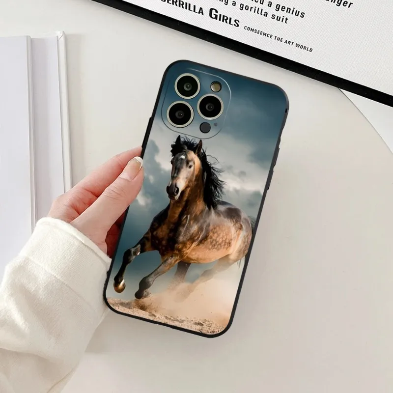 Animal Galloping Horse Phone Case For Iphone 12ProMax 11 13 14 Pro Xs Max Mini Xr X 7 8 6 6s Plus Fundas Cover