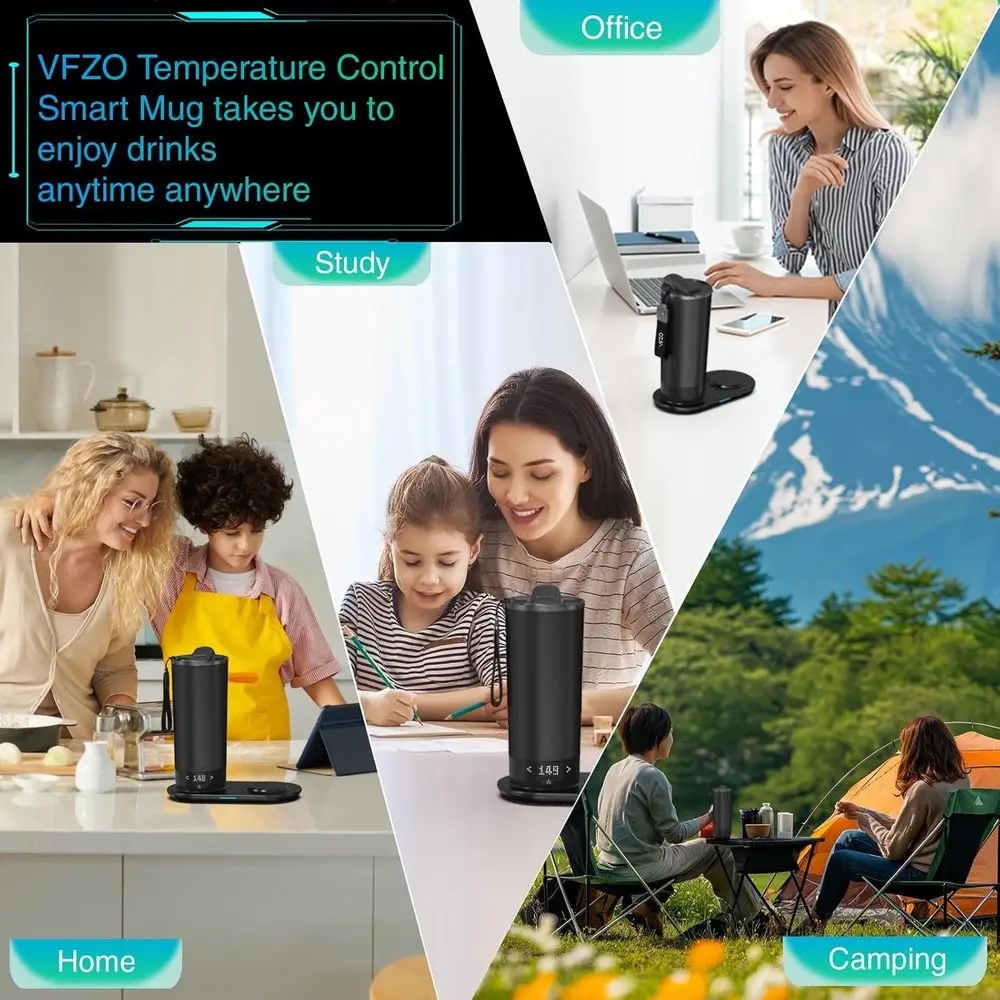 App-Controlled 20 Oz Smart Heating Travel Mug with LED Display, Maintains Ideal Temperature for 4-10 Hours (Black)