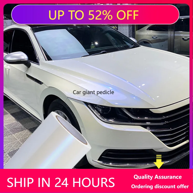 

Gloss Shell White to Blue Color Fliper Car Wrap Film Auto Plastic Auto Plastic Assurance Air passage pattern Stickers