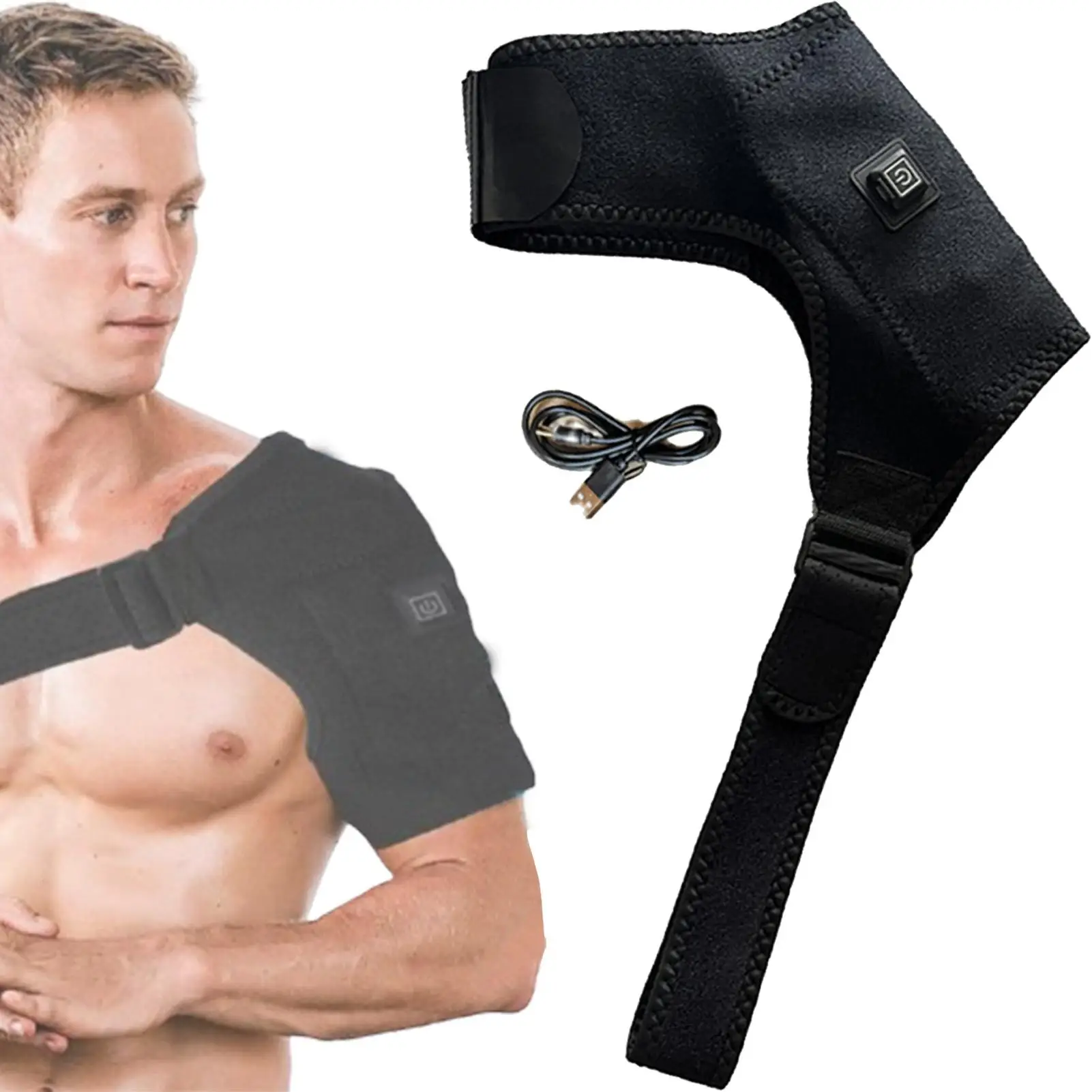 Electric Heating Heated Shoulder Brace Wrap Shoulder Massage Support Belt Strap for Arm Shoulder Fitness Brace Keep Warm