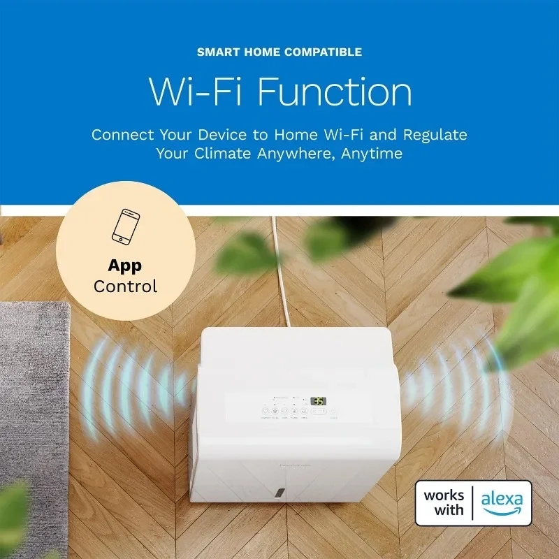 hOmeLabs 4500 M2. Pie. Deshumidificador habilitado para WiFi con bomba: eliminación superior de humedad y control de humedad para habitaciones grandes