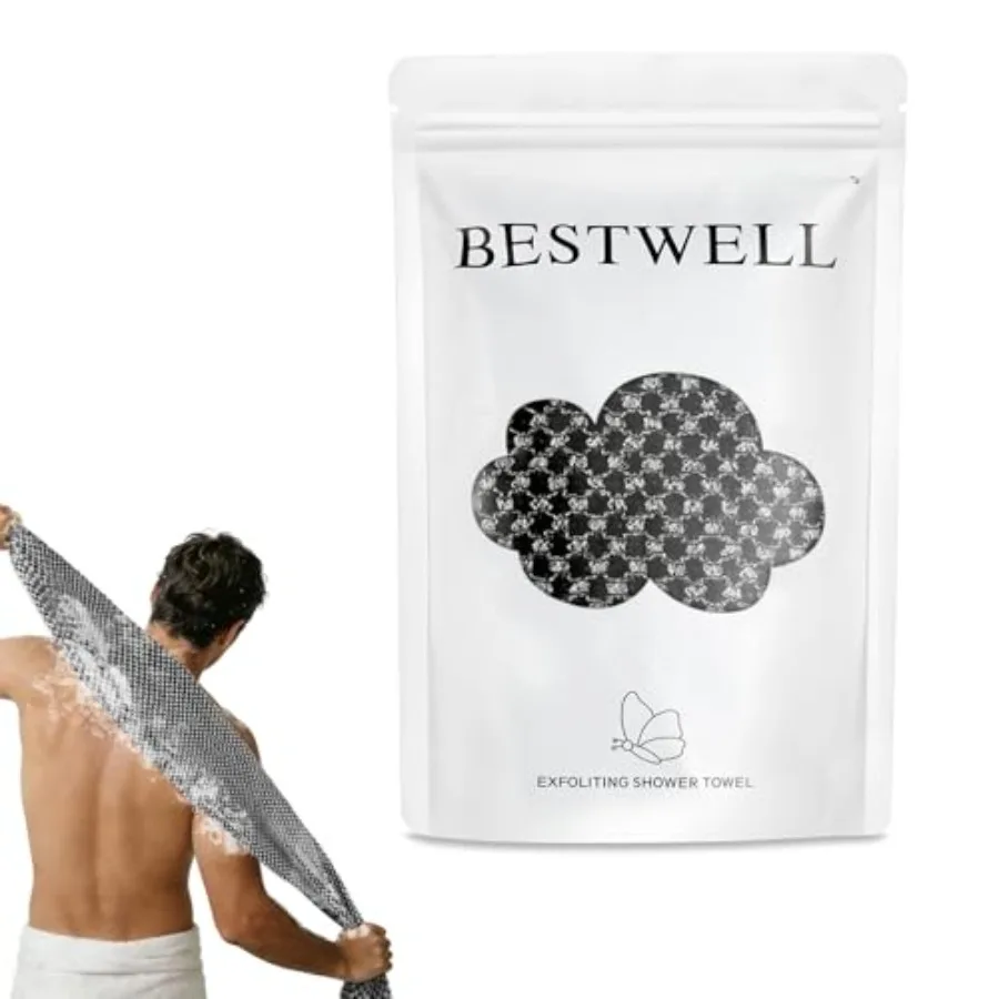 Exfoliating Shower Towel 47", Premium Scrub Wash Cloth for Body Face, 2-in-1 Exfoliating Towel-Body Scrubber for All Skin Types