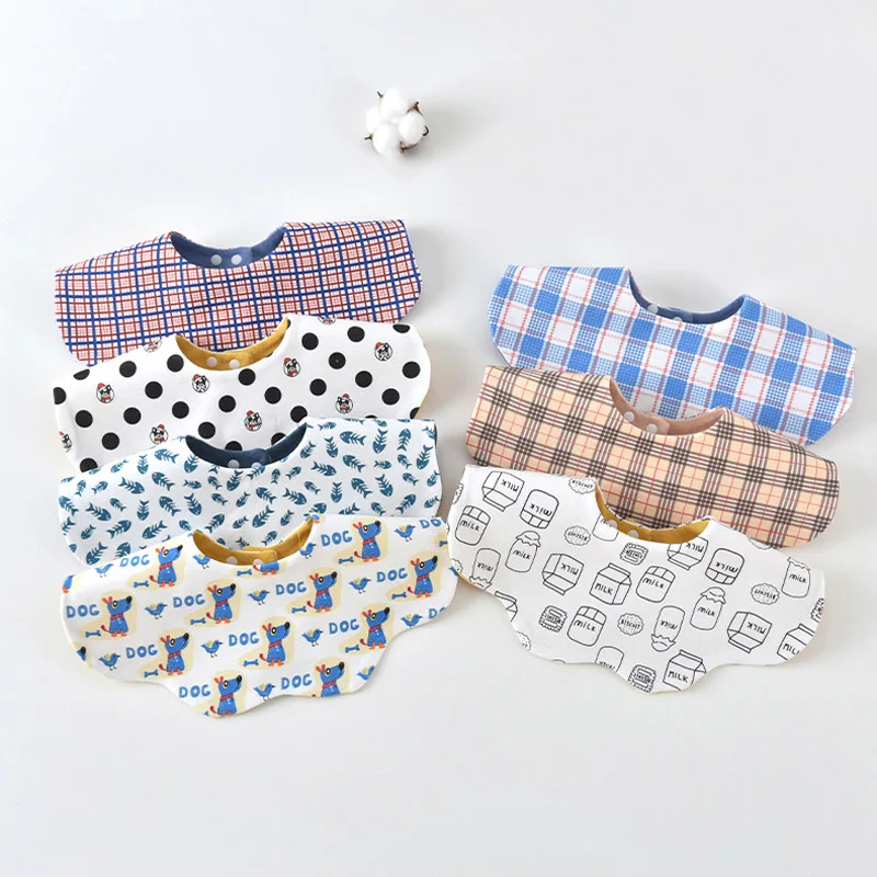 360° Rotatable Baby Bibs Soft Absorbent Cotton Teething Drool Bibs Cartoon Printed Burp Bibs For Newborn Baby Boys Girls