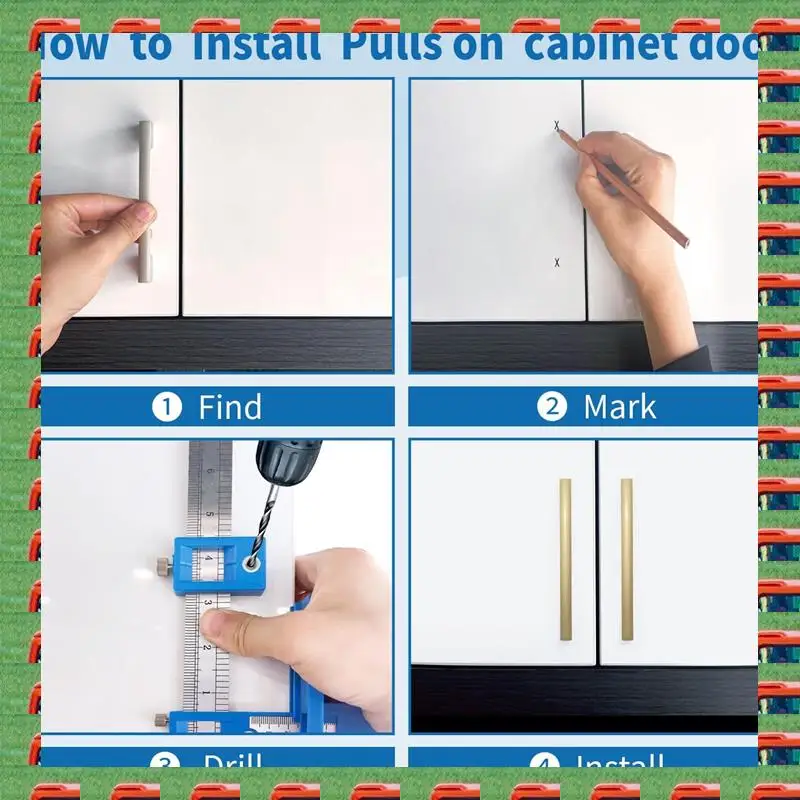 

Набор приспособлений для ручек шкафа с наконечными сверлами по дереву, приспособлением для ручек и выдвижных ящиков