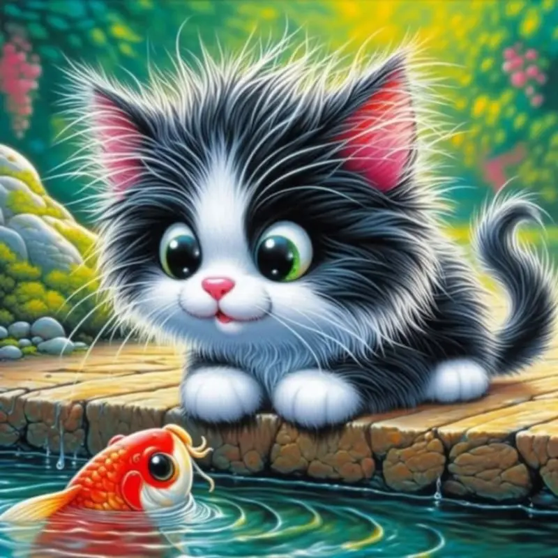 

Наборы алмазной живописи с изображением кота и рыбы, фото-арт, 5d Diy, полные дрели, мозаика, вышивка крестиком, домашний декор, подарок