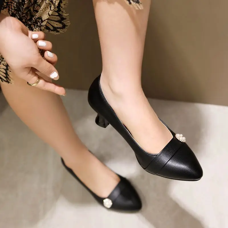 

ORCHA LISA Fashion shoes Brand Office Women's Pumps Pointed Toe 5.5cm Small Heel Slip On Shallow Plus Size 48-50 Elegant Daily