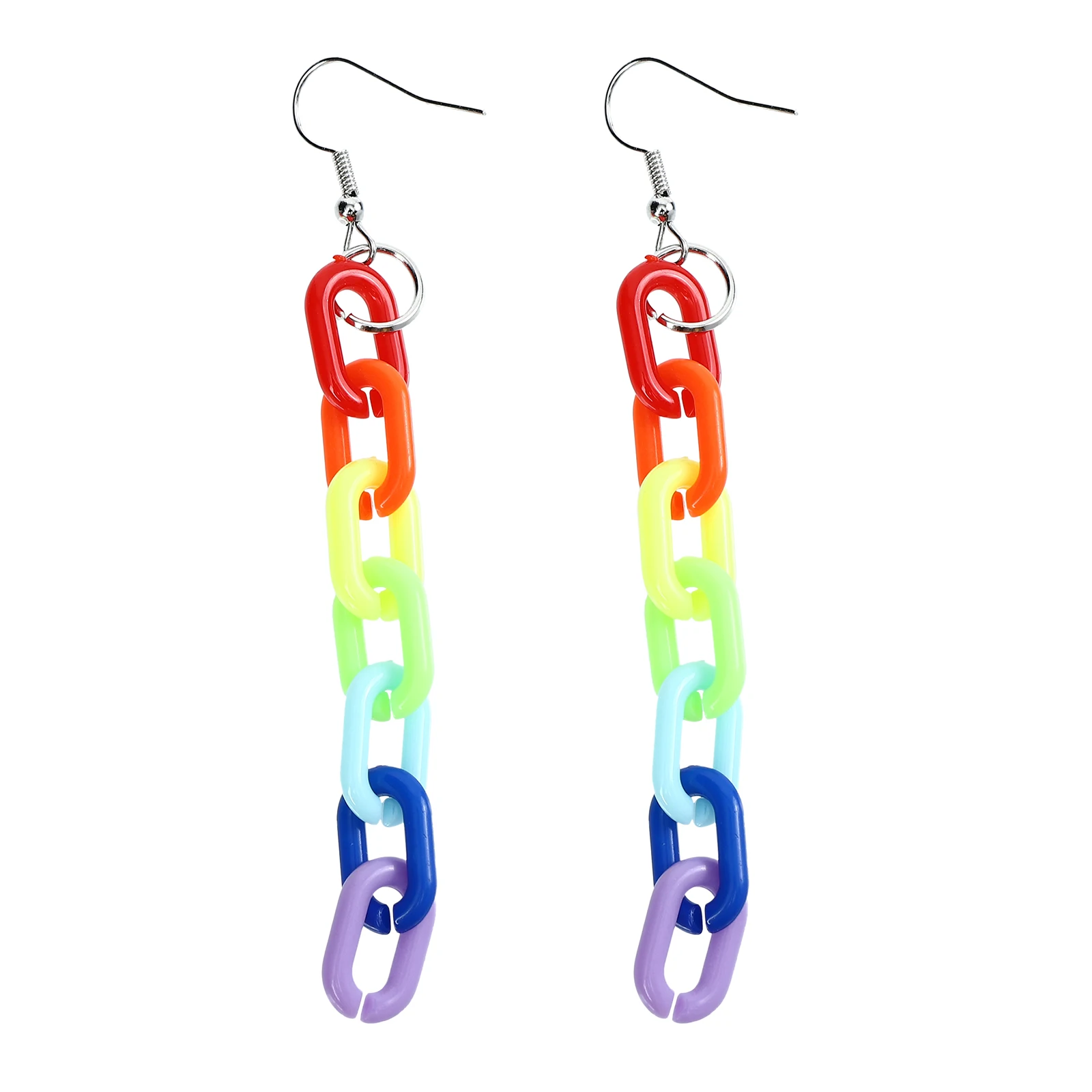 

Colorful Dangle Chain Pendant Rainbow Color Earrings Lightweight Pendant Earrings Trendy Women Accessories Gift