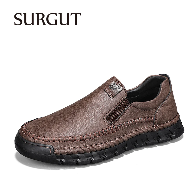 SURGUT Autumn Men's Casual Shoes Nubuck Cowhide Comfortable Fit Rubber Sole For Daily Commuting Plus Size 38-46
