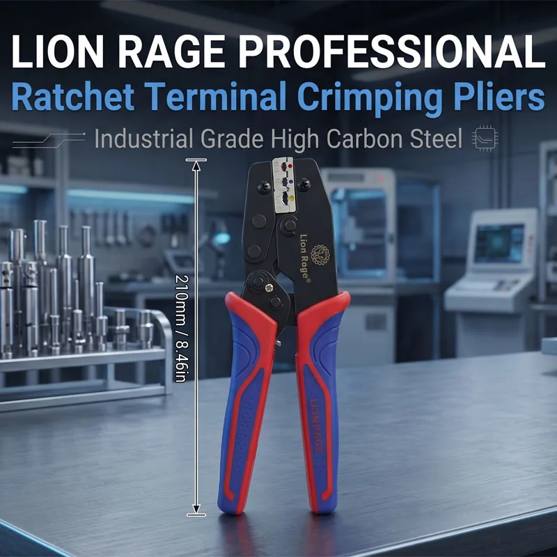 Ratchet Crimping Pliers 03C Model, Precise Crimper for Pre-insulated Terminals, Crimp Tool for AWG 0.5-6mm² Insulated Connectors