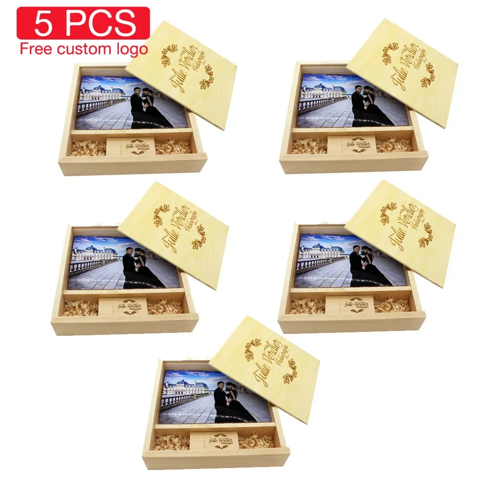 Big Box 5PCS/LOT USB 2.0 Flash Drive 128GB Free Custom Logo Pen Drive  Creative Photography Studio Wedding Gift Memory Stick