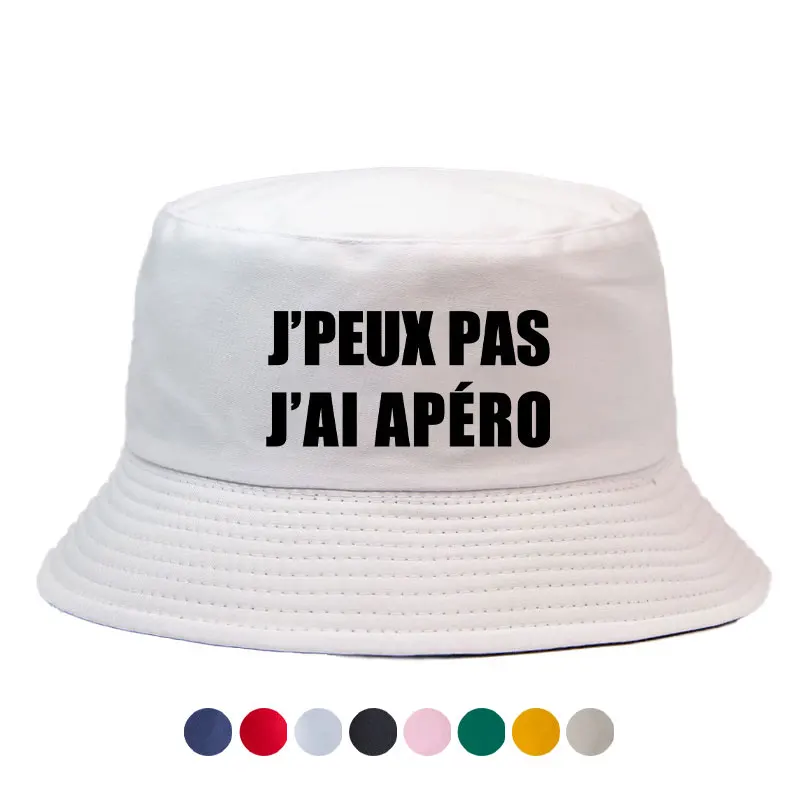 New Summer J'peux Pas J'ai Apero Letter Reversible Bucket Hat Unisex Adult Sport Travel Sun Beach Fisherman Cap Panama Hat Bob