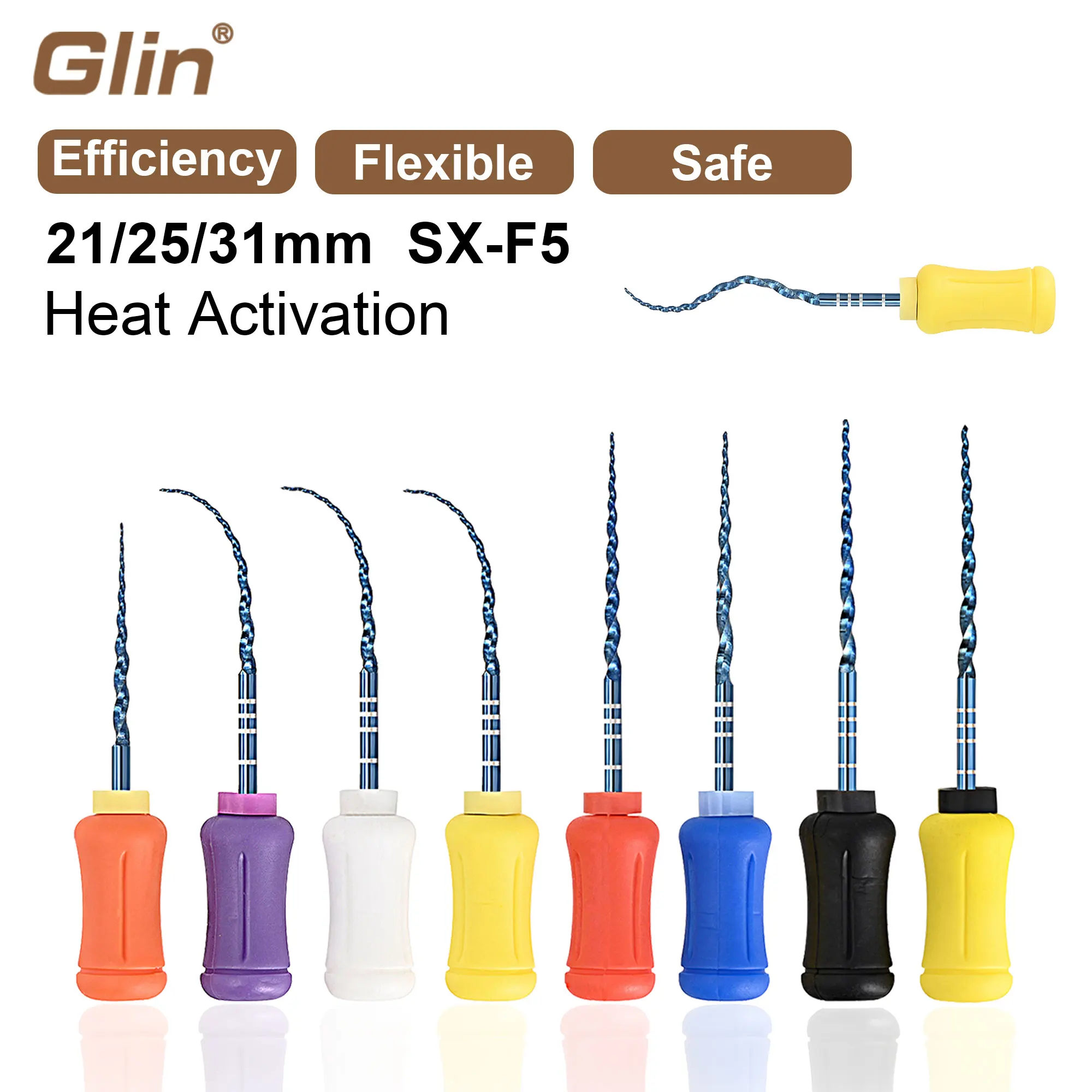 Glin Endodontic Niti Blue Heat Activation Files High Resistant Fracture Endo Files Dental Hand Use Files