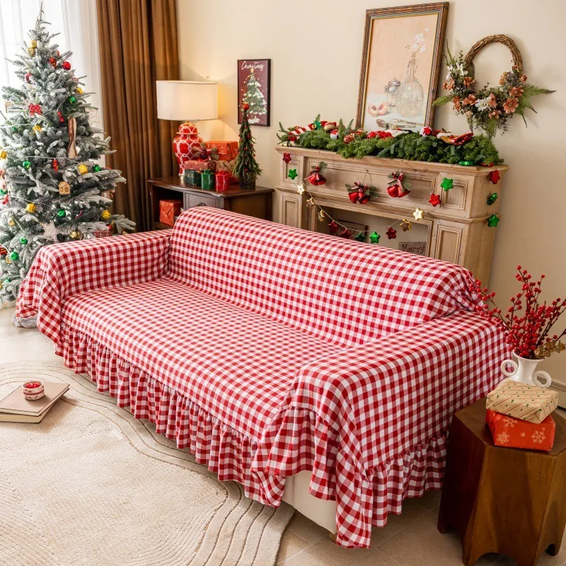 Cotton Ruffled Sofa Cover Nordic Style Sofa Towel Universal Furniture Protector for Bedroom Living Room Home Decoration