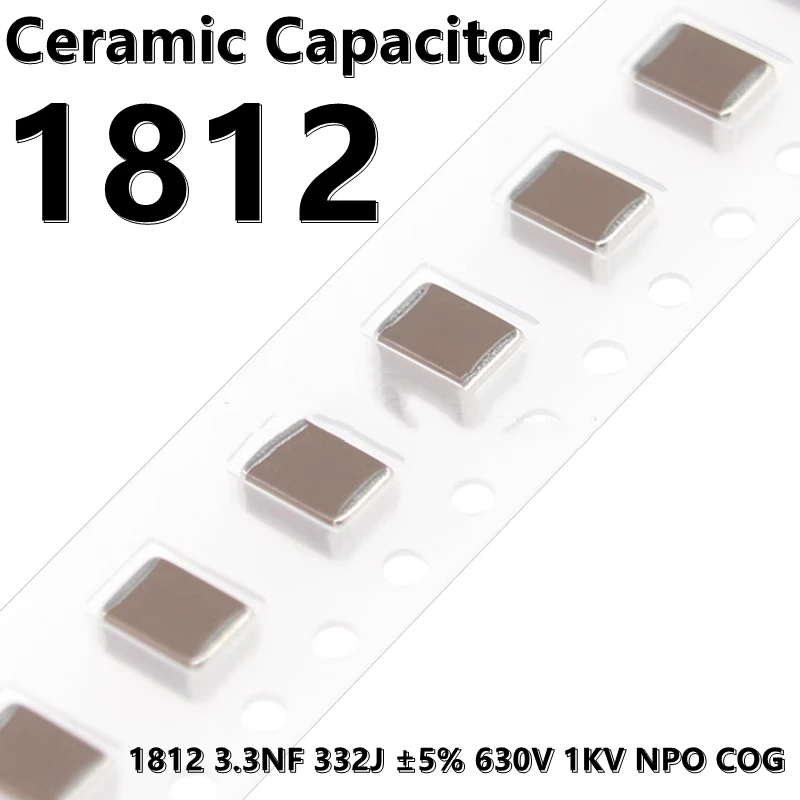 (5pcs) 1812 3.3NF 3300PF 332J ±5% 630V 1000V 1KV NPO COG 4532 SMD Ceramic Capacitor