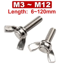 304 Stainless Steel Butterfly Screws Butterfly Hand Screws DIN316 Crook Screws M3 M4 M5 M6 M8 M10 M12 1~5Pcs