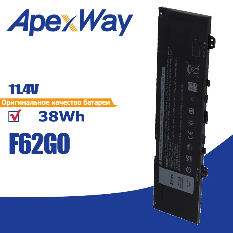 

Apexway 11.4V 38Wh F62G0 Laptop Battery For Dell Inspiron 13 7386 2-in-1 5370 7370 7380 7373 Vostro 5370 RPJC3 P91G P83G P87G