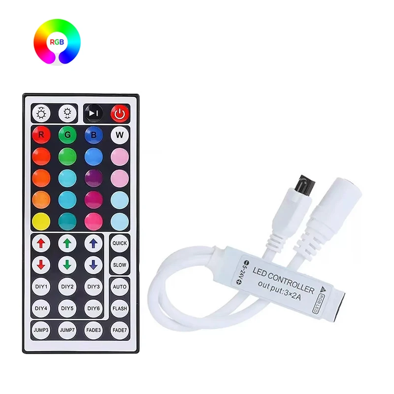Controlador RGB de 12V y 4 pines, controlador Led RGB regulable, control remoto de cinta de luces Led RGB de 12V, controlador inteligente, Mini tiras Led RGB de 44 teclas