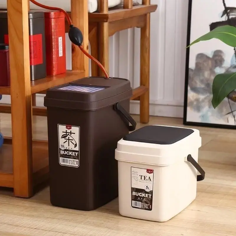 5/7/10L Japanese Plastic Tea Bucket with Drain Pipe Tea Leaves Waste Bucket Tea Water Bucket Gongfu Tea Set Accessories