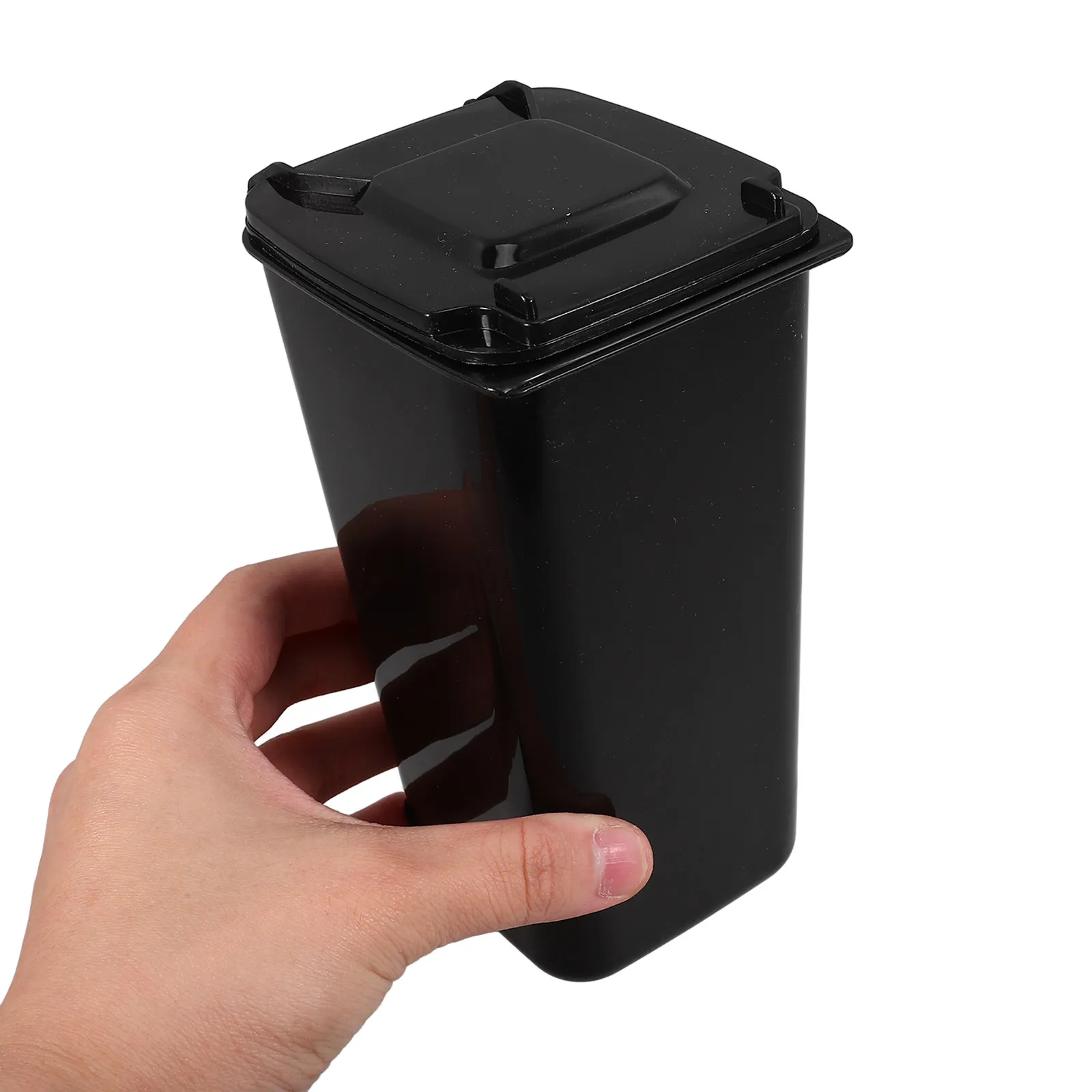 Compact PP Desktop Trash Can with Lid Mini Waste Bin Small Desk Organizer Multi-Use Pen Holder Desktop Storage Container
