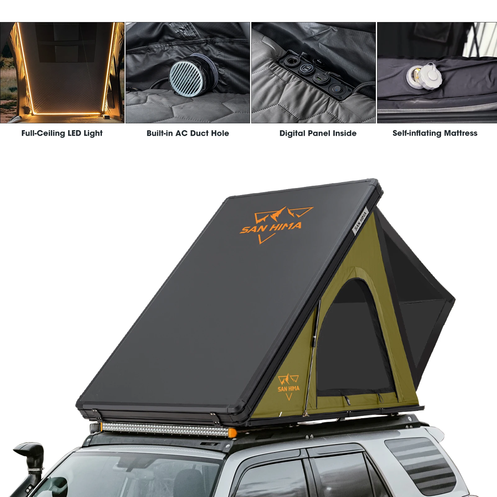 Quick Setup Light Weight Rooftop Tent Camping Car Roof Tent Pop Up Aluminum Hard Shell Roof Top Tent