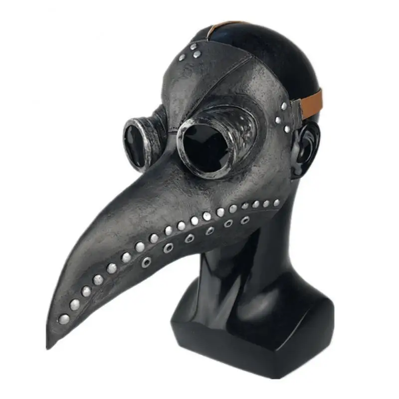 Halloween Plague Doctor Mask and Cloak Costume Props Long Nose Beak Leather Masks for Adult Reaper Cloak Medieval Black Hat