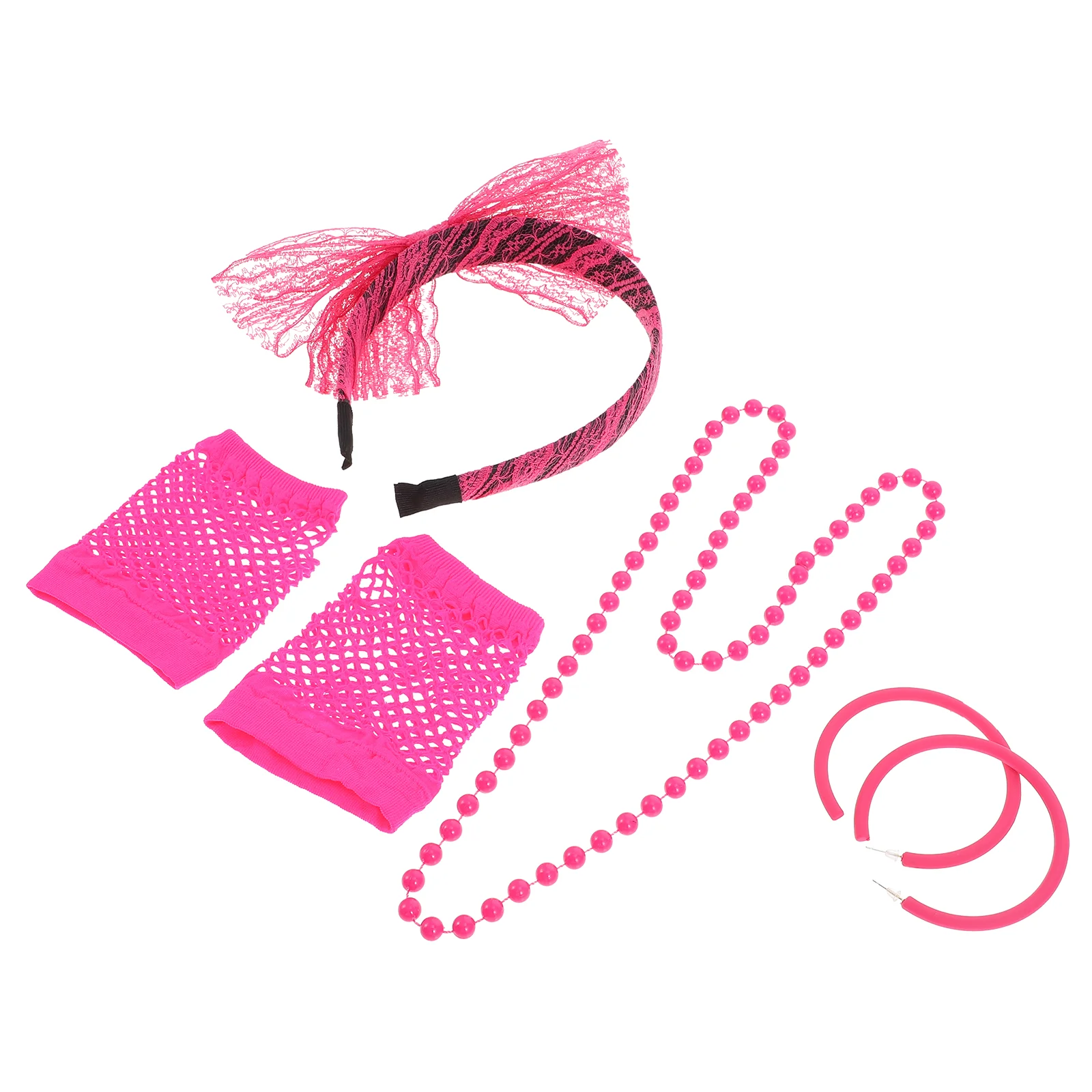 

Rocker Bow Headband Make up Kit Women Cosplay Decor Party Supplies Neon Accessories Rosy Plastic Women's Jewelry