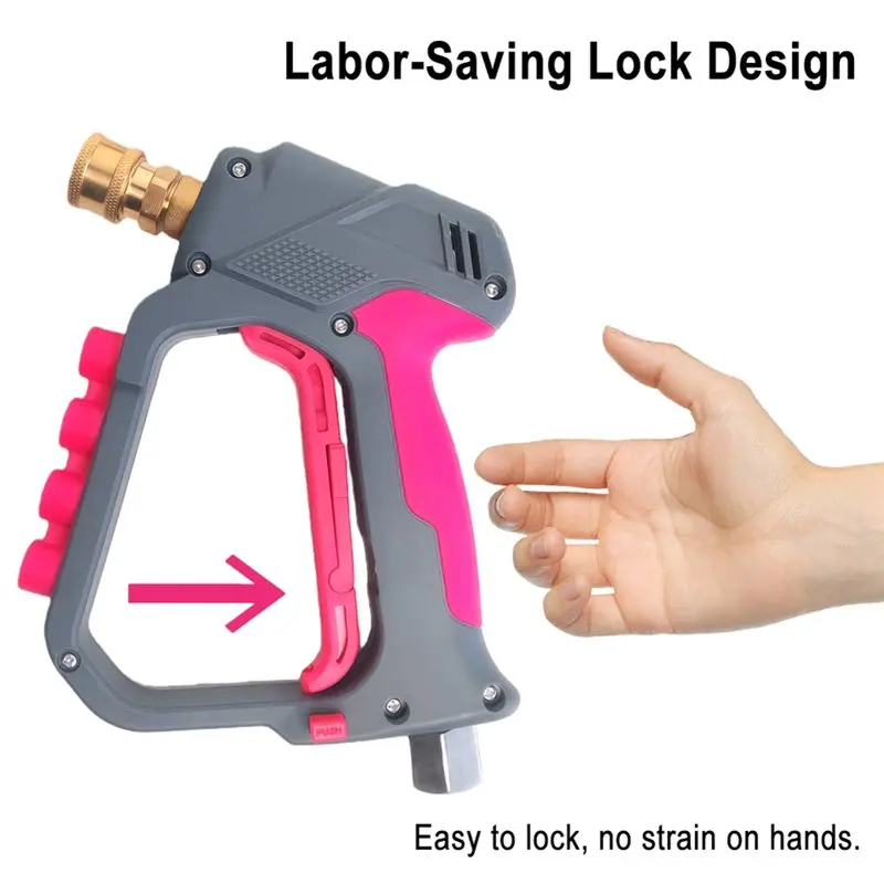 High Pressure Car Wash Gun Set With 4-Color Nozzle With 3 Adapter Anti-Tangle Rotating Short Gun For Home Use
