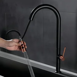 Brushed Gray/Rose Gold/Black Pull-out Kitchen Faucet Hot And Cold Water Mixer Tap