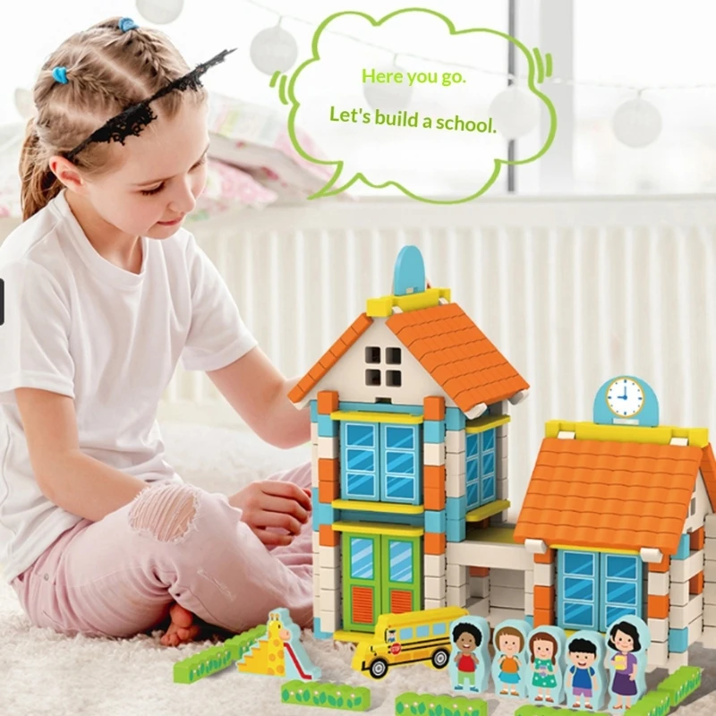 مجموعة مكعبات بناء خشبية للعب الإبداعي لعبة التراص التعليمية التي تطور المهارات الحركية الدقيقة والوعي المكاني 15UB #1