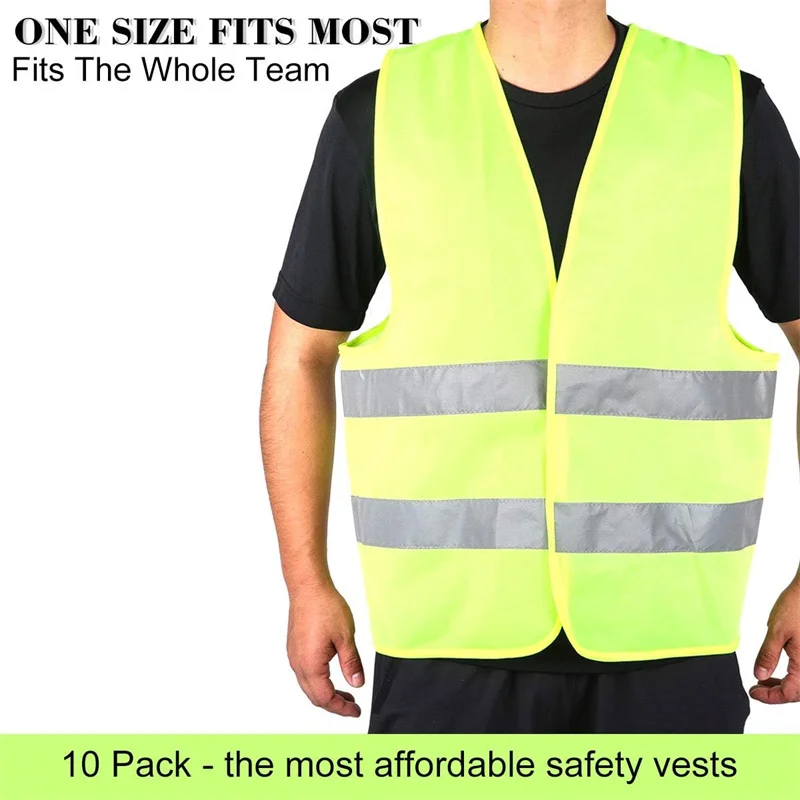 High Visibility Safety Vest - Construction Vest With 2 Reflective Stripes For Traffic Work, Running, Surveying And Guarding