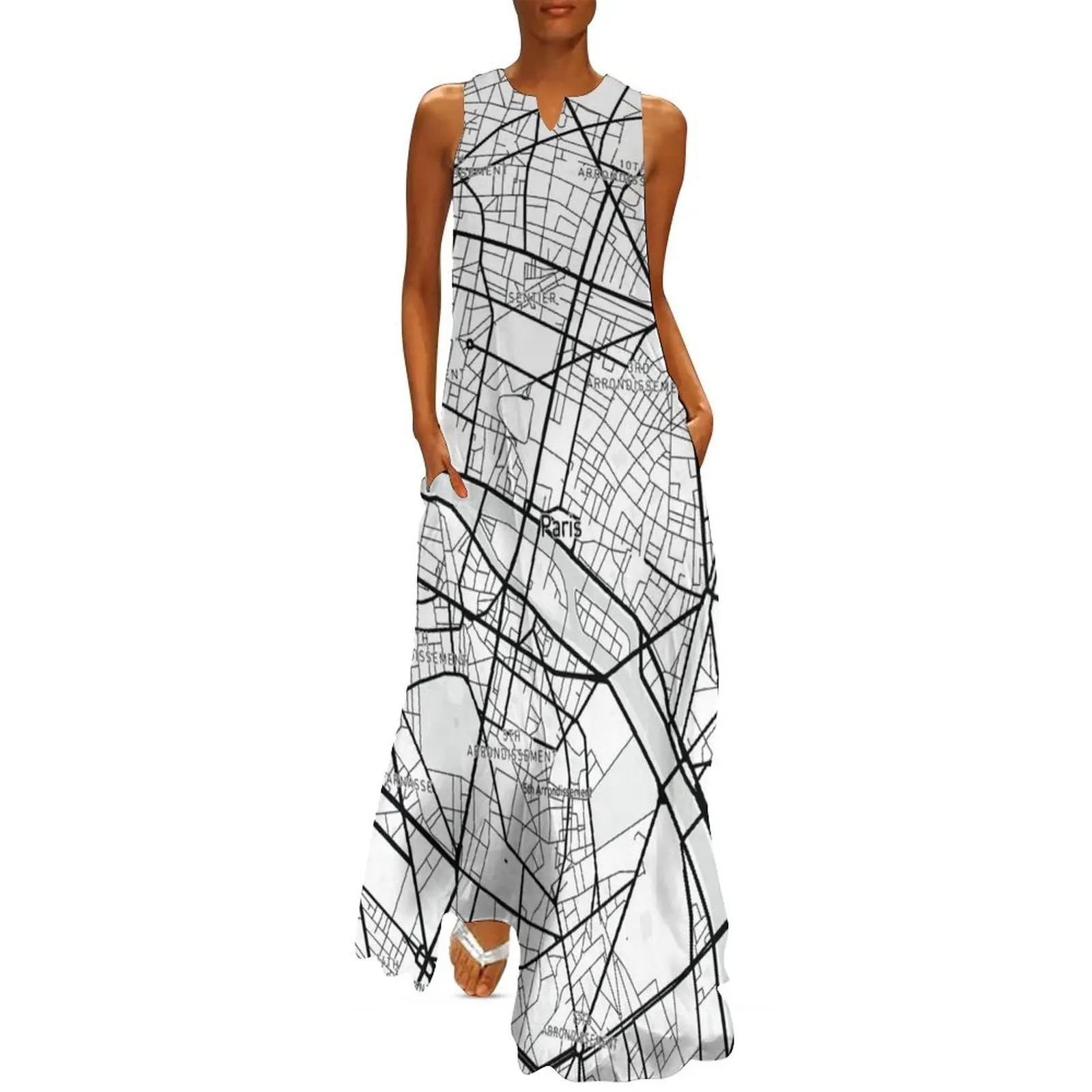 

Paris, France Map (Theme 1) Long Dress women's clothing summer 2025 novelties elegant dresses for women clothes Dress