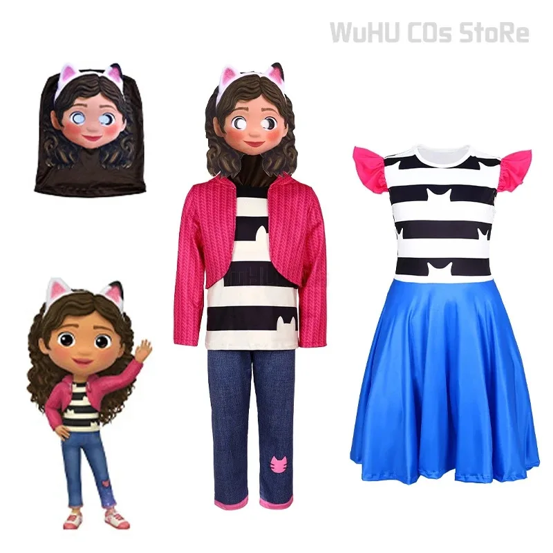 Детское платье принцессы для косплея Gabby, кукольный домик, детский комбинезон, маска для девочек, карнавальная одежда для Хэллоуина, дня рождения, ролевых игр; 3, k8't