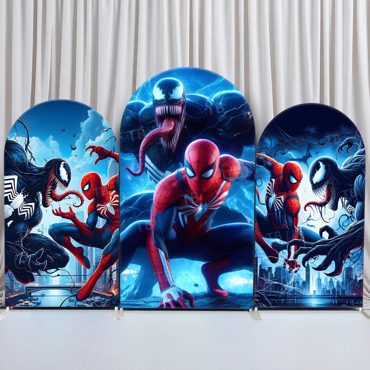 

TB Marvel Superhero Arch Backdrop Cover for Boys Birthday Party Decoration Baby Shower Photograph Background Wall Elastic Fabric