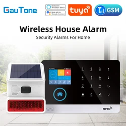 GauTone-sistema de alarma inteligente para el hogar, sirena inalámbrica con Sensor de movimiento, WiFi, GSM, visión nocturna, cámara IP, compatible con Tuya y Alexa