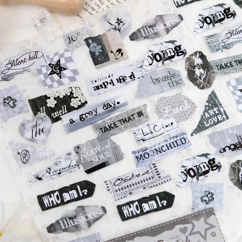 50 pcs Vintage English letter Stickers Specialty paper mater