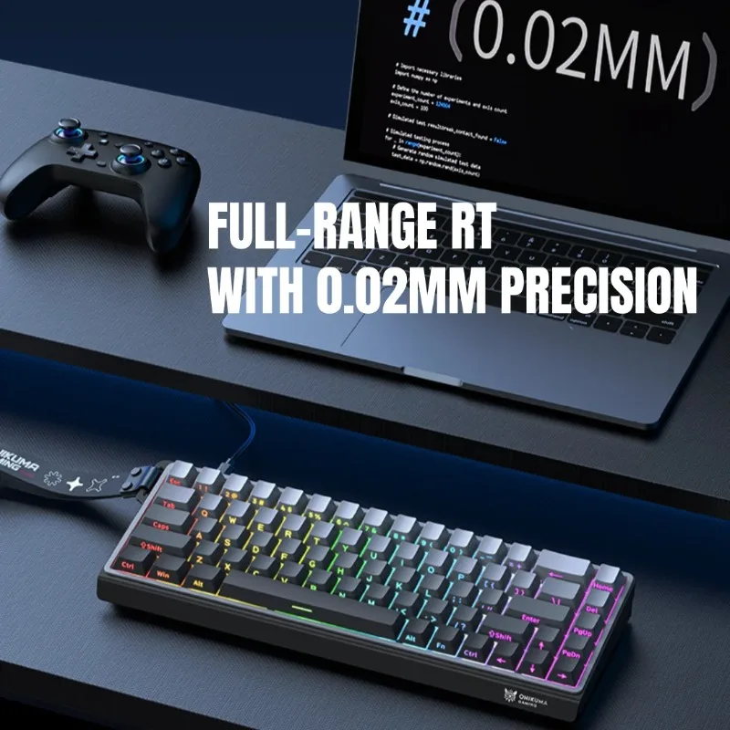 ONIKUMA G69 Magnetic Switch Gaming Keyboard 68 Keys Rapid Trigger 0.02mm Precision 8KHz Polling Rate RGB Hall Effect Keyboard