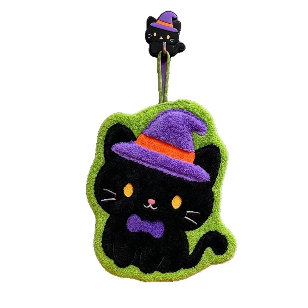 Embroidered Design Halloween Hand Towels Hanging Loop Funny Pattern Kitchen Hand Towels Washable Material Soft Fabric