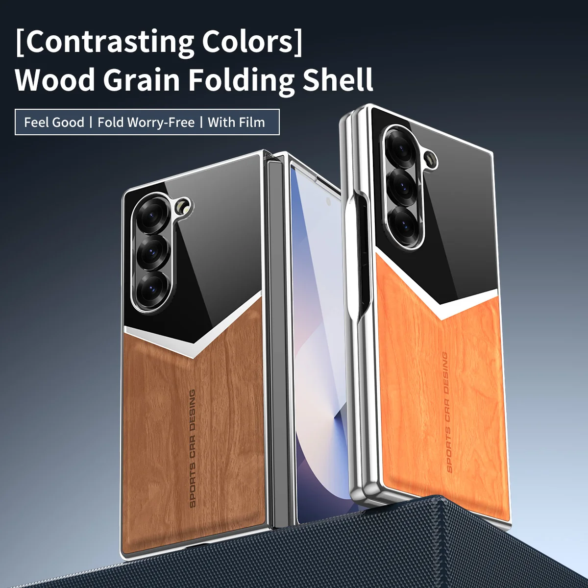 

electroplating Grain Pattern Case for Samsung Galaxy Z Fold 7,6,5,4,3 with Tempered Glass Screen Protector Shockproof Hard Cover