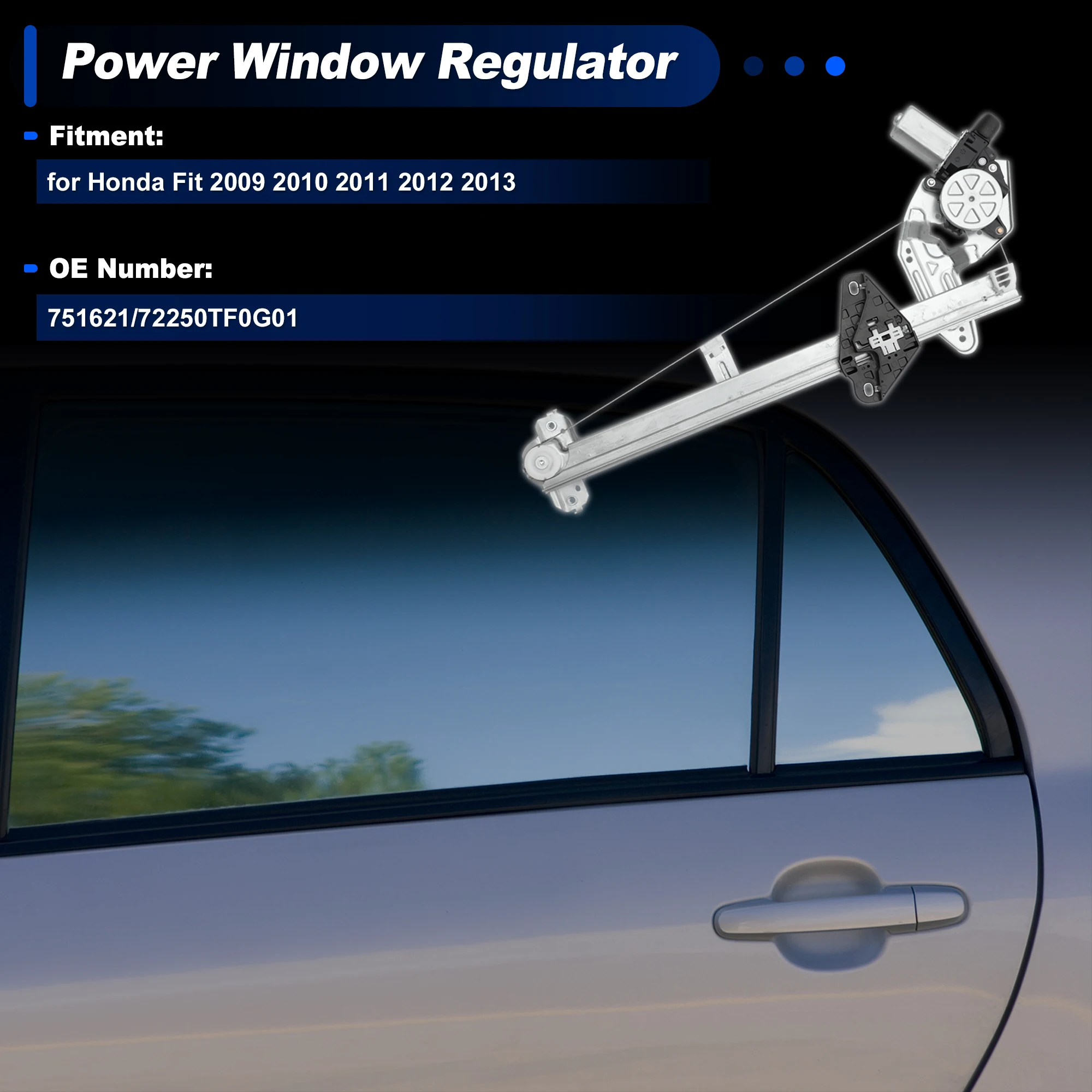 

UXCELL Front Right Power Window Regulator with Motor for Honda Fit 2009-2013 No.751-622