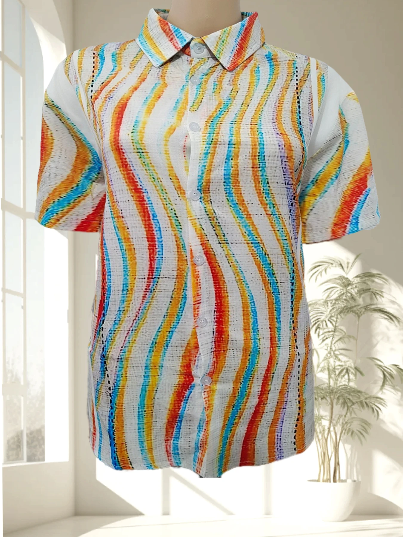 

Men's Summer Short Sleeve Printed Shirt Thin Beach Shirt Men's Clothing Turtle Neck Polo Shirt for Men Casual Top