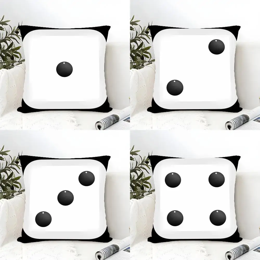Black White Unique Dice Shaped Cushion Cover Soft Plush Pillowcase Double Side Cozy Cushion Cover Aesthetic Sofa Home Decor Gift
