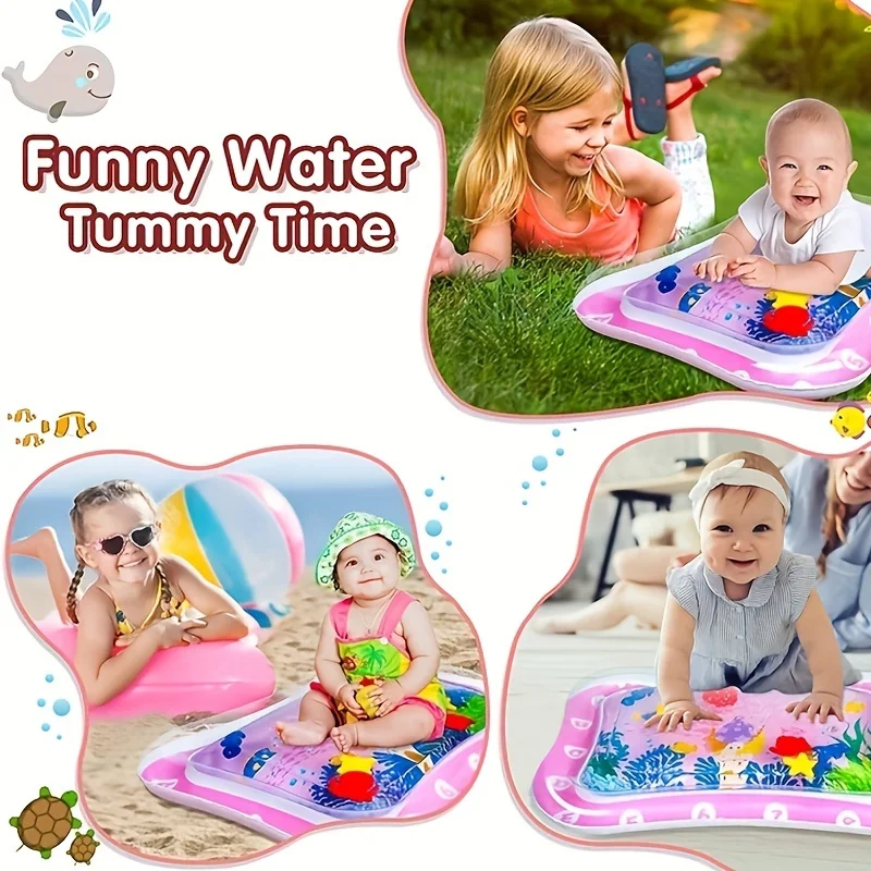 Premium Inflatable Tummy Time Mat For Infants And Toddlers -  Water Play - Portable And Pink Baby Toy -Christmas Gift