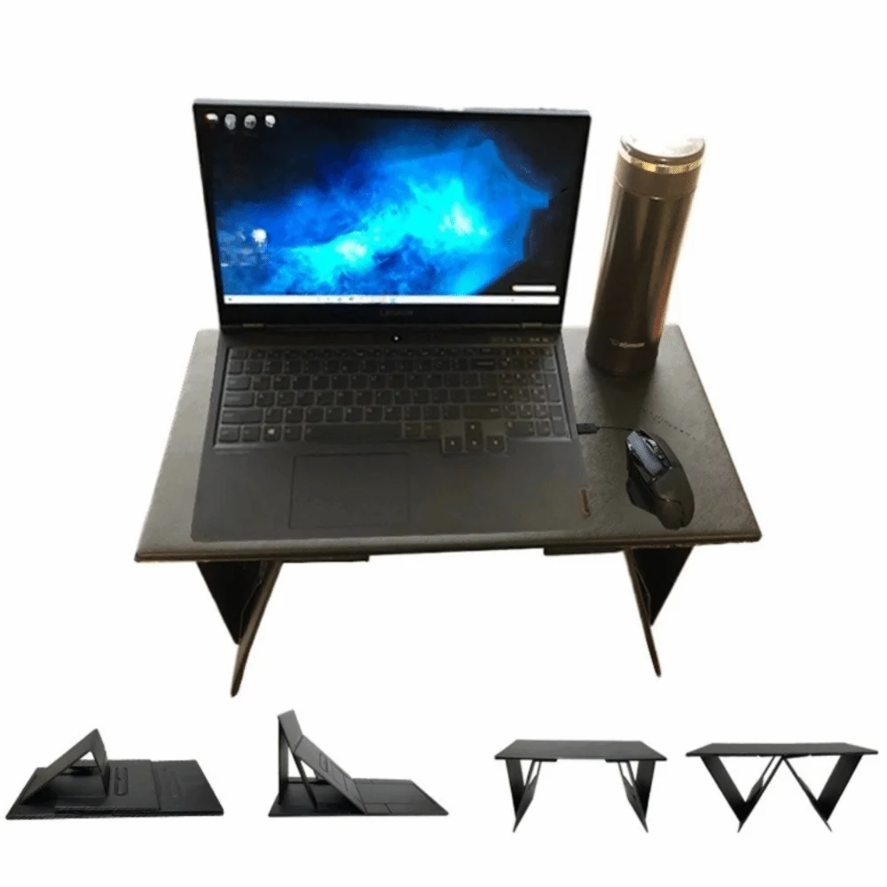 6-in-1 Function Foldable Laptop Stand Ultra-Thin Profile PU Leather Surface Computer Support Portable Adjustable Writing Desk